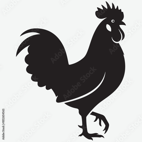 Vector silhouette illustration of a rooster or cockerel farm bird isolated on a white background rooster isolated on white background