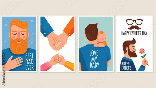 fathers day card with super dad and son characters