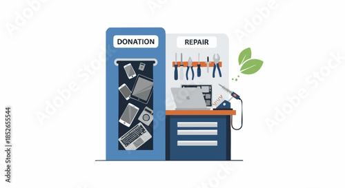 Electronic device donation and repair station for sustainability.