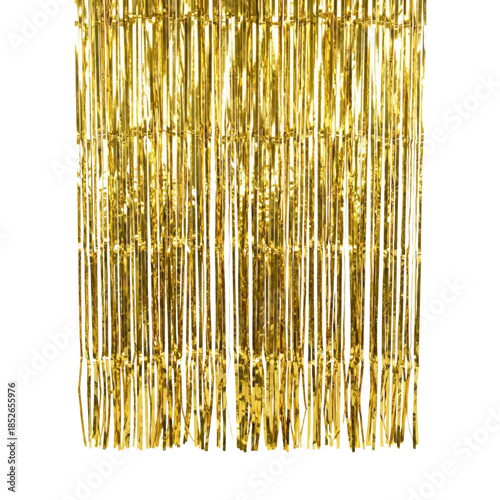 Bilde på lerret Gold foil fringe party curtain backdrop on transparent background