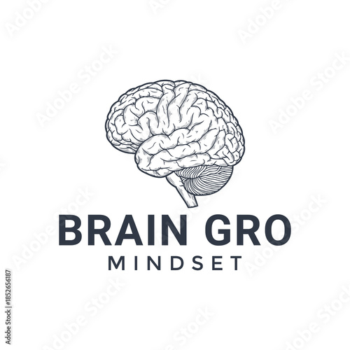 Vintage Engraving Style Anatomical Brain Sketch for Medical and Psychology Logo