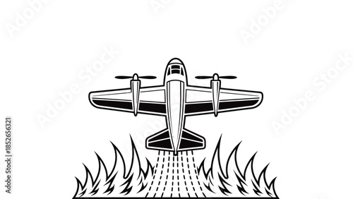 Vintage airplane dropping fire retardant on wildfire