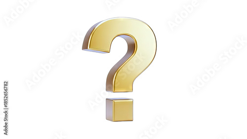Golden Question Mark on White Background