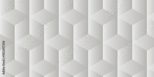 White geometric cube creative concept triangle overlap square technology background. digital cubes fabric and wallpaper grid block texture background.