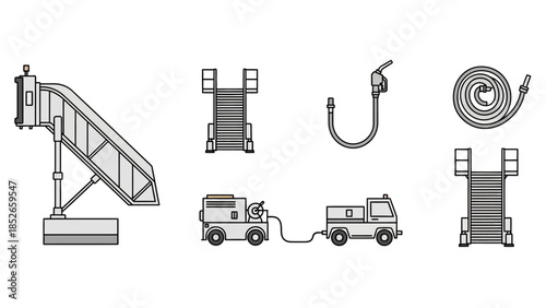 Detailed Graphic of Airport Ground Support Equipment for Aviation Visualizations