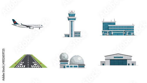 Airport and Plane Transportation Hub Illustration
