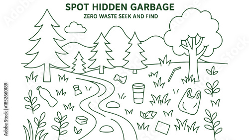 Spot Hidden Garbage Zero Waste Seek and Find Activity for Kids Environmental Education