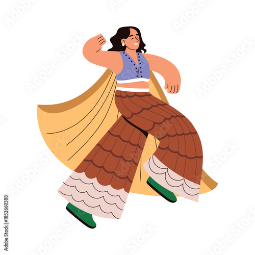 Flowy Skirt Walk flat vector character concept illustration. 