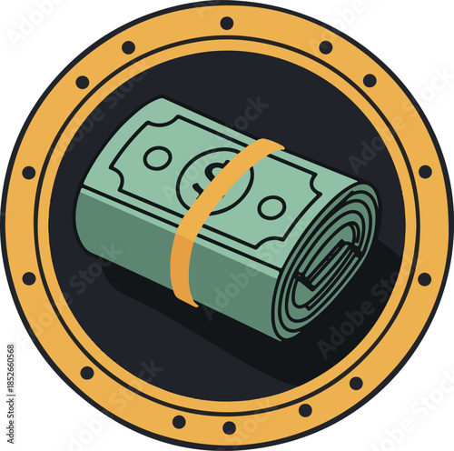 Money Roll Icon Inside Orna...