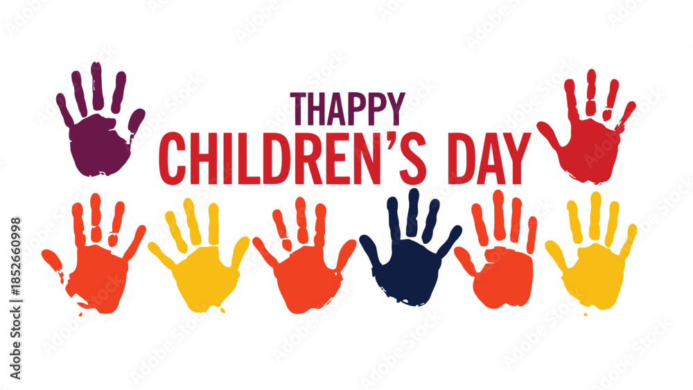 Fototapeta premium Vibrant Children's Day celebration with colorful handprints