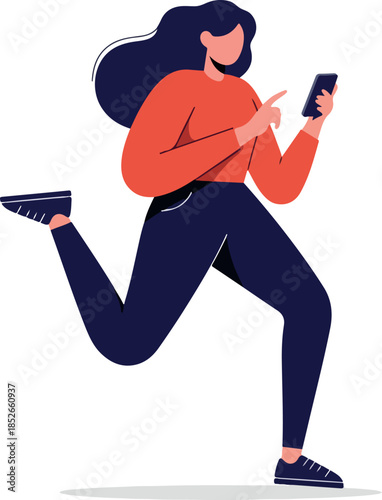 Orange Top Woman With Blue ...