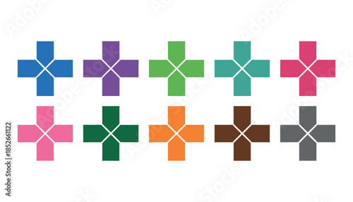 Colorful plus sign in various hues colorful various colors blue purple green