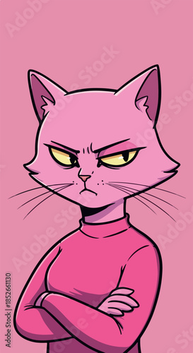 Pink Cat Woman Pixel Art Wi...