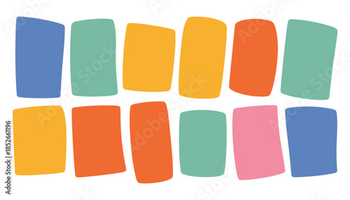 Colorful rectangular shapes on white background rectangles blue