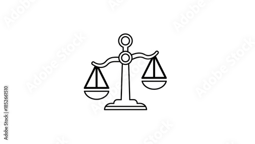Symbol of justice and balance, a simple line drawing of scales.