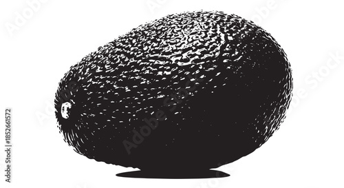Black Avocado Isolated on White Background