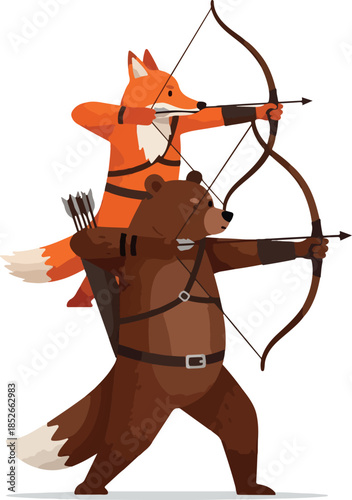 Pixel Art Fox and Bear Arch...