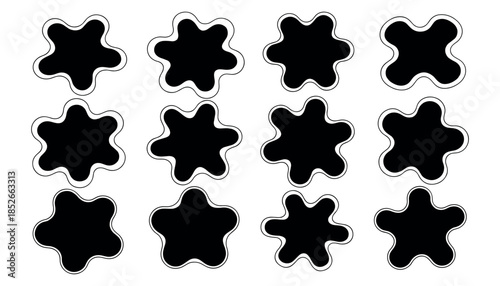 Black and white starburst shapes with white outline