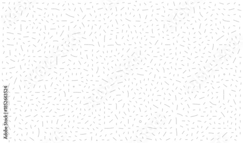 Abstract monochrome chaotic dot pattern vector illustration featuring gray dashed lines and scattered confetti style elements on a white surface for creative graphic design and print projects