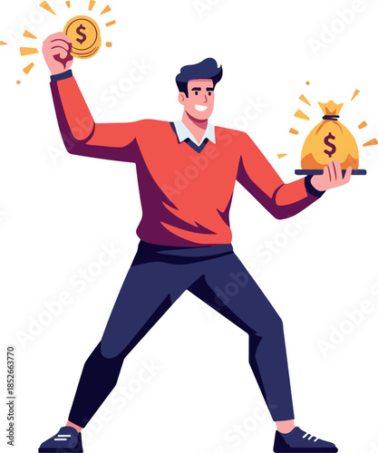 Pixel Art Man Holding Gold ...