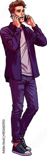 Pixel Art Man Talking On Ph...