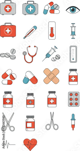 Pixel Art Medical Icons Set...