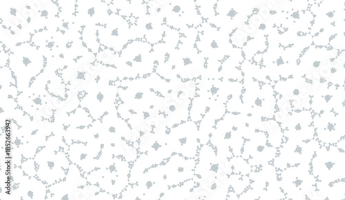 Abstract scientific vector texture with gray molecular structures and connecting dots on white. Medical technology pattern for chemistry or biology research presentation.