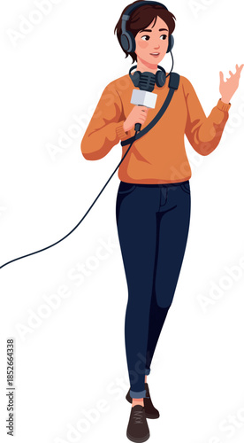 Pixel Art Reporter Woman Ho...