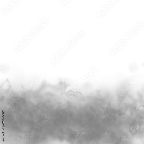 Soft white smoke and gray fog layers on a white background. 3D illustration of smoke, clouds, and mist with realistic textures. Cutout smoke and cloud PNG high-resolution file. Vector illustration.