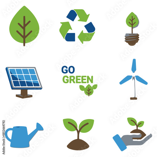 Comprehensive Go Green and Sustainability Vector Icon Set