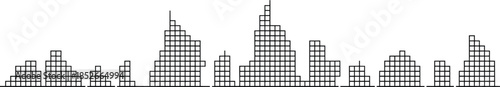 Low polygonal style of cityscape drawing using connected blocks in vector design