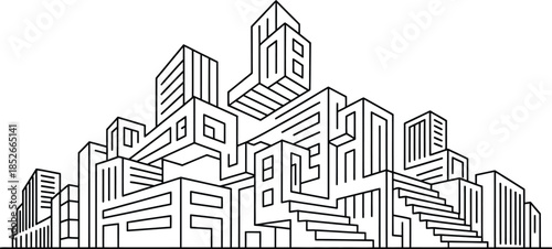 Modern city buildings in perspective skyline architecture urban design vector