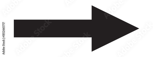 Black long arrow pointing to the right. Straight long arrow icon, right thin line, black cursor, horizontal element, icon isolated on white backgroun