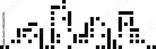 Pixel art of cityscape concept in pixelated form with background transparency vector