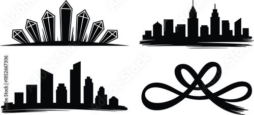 Urban cityscape building silhouette architecture design template vector illustration