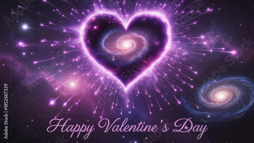 Colorful purple heart galaxy background with 