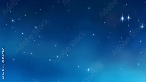 A beautiful dark blue night sky filled with numerous sparkling stars, creating a serene and magical atmosphere.