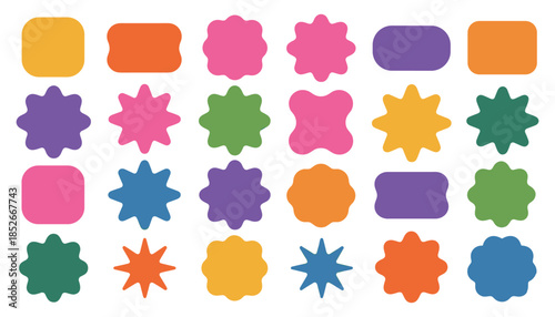 Colorful star and square shapes on white background stars squares