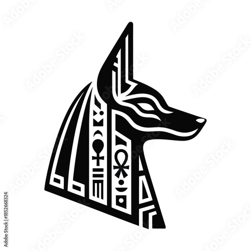 Stylized Anubis Head Logo - Ancient Egyptian Vector Illustration