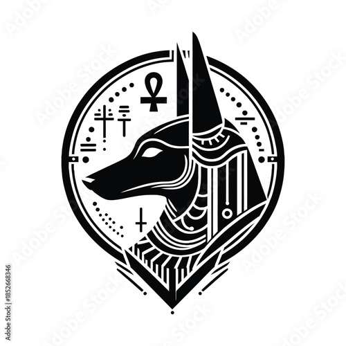 Stylized Anubis Head Logo - Ancient Egyptian Vector Illustration