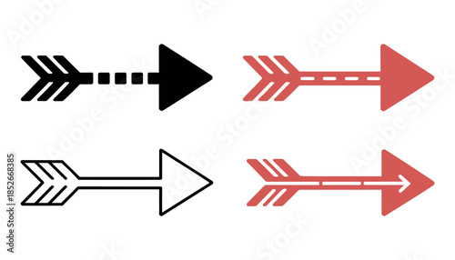 Four arrows pointing right in black red and white right arrow black arrow red arrow white arrow