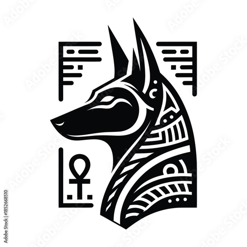 Stylized Anubis Head Logo - Ancient Egyptian Vector Illustration