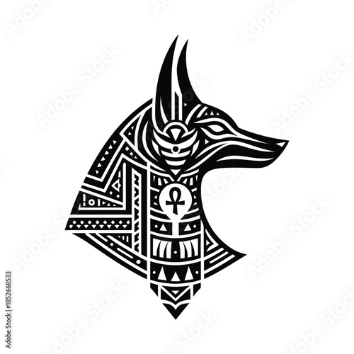 Stylized Anubis Head Logo - Ancient Egyptian Vector Illustration