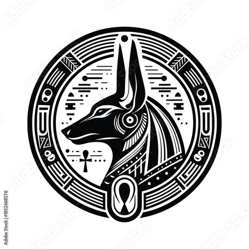 Stylized Anubis Head Logo - Ancient Egyptian Vector Illustration