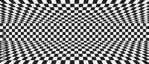 Abstract 3D checkered background with optical illusion perspective. Perfect for retro, psychedelic, or modern design projects.