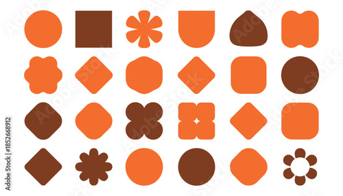 Orange and brown shapes on white background geometric abstract