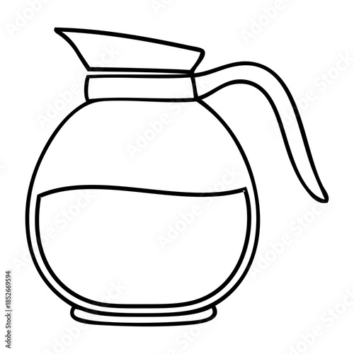 Dibujo sencillo con líneas de jarra de café de cristal 