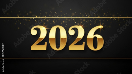 Golden 2026 text with sparkling lights a luxurious new year celebration concept for event invitations and marketing