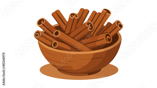 A rustic wooden bowl filled with warm, aromatic cinnamon sticks, evoking cozy autumn flavors.