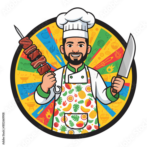 A commercial chef logo for a food business or restaurant that is easy to remember and aesthetic